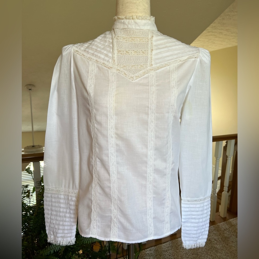 Vintage 1980s Glances by Sue Wong Edwardian Peasant Blouse, Modern Size 6/8